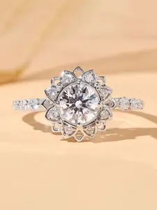 Jewels Galaxy Silver-Plated Crystals Stone-Studded Finger Ring