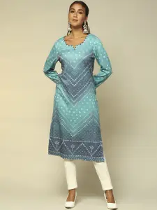 Rangriti Women Ethnic Motifs Printed Keyhole Neck Kurta