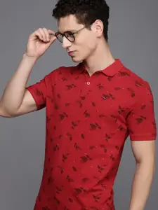 Louis Philippe Jeans Tropical Printed Polo Collar Pure Cotton Slim Fit T-shirt