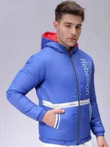 The Indian Garage Co Men Colourblocked Lightweight Puffer Jacket with Patchwork