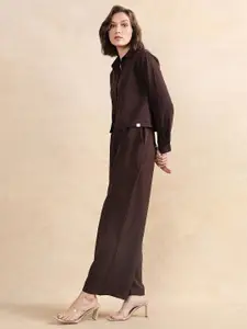 RAREISM Women Comfort Spread Collar Solid Cotton Formal Shirt