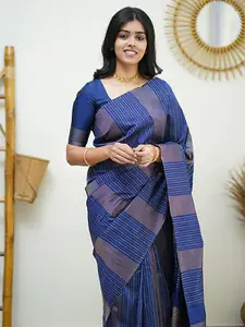 Anouk Striped Woven Design Designer Banarasi Saree