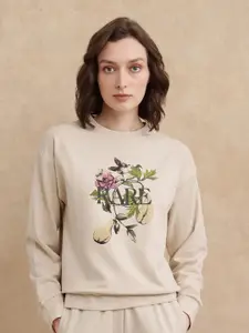 RAREISM Women Cotton Floral Printed Sweatshirt