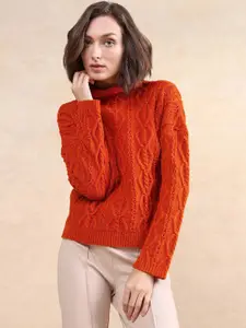 RAREISM Women Turtle Neck Pullover Sweater