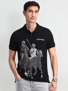 U.S. Polo Assn. Denim Co. Men Graphic Printed Polo Collar Cotton Slim Fit T-shirt
