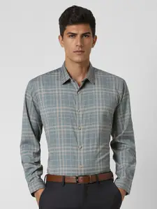 V Dot Men Slim Fit Opaque Checked Casual Shirt