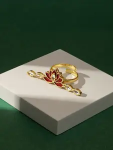 TEEJH Stone-Studded Adjustable Finger Ring