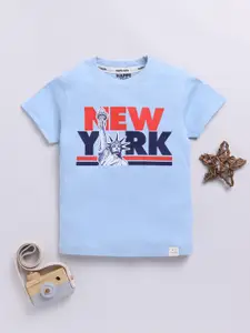 Happy Faces Boys Pure Cotton Typography Printed T-shirt