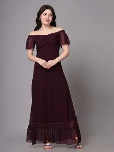 BAESD Women Sweetheart Neck Flared Sleeves Maxi Dress