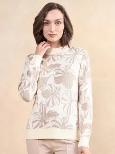 RAREISM Women Floral Printed Turtle Neck Pullover Sweater