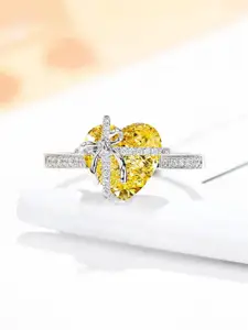 Jewels Galaxy Silver Plated American Diamond Stone Studded Finger Ring