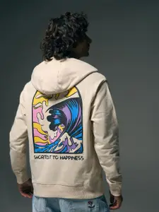 Flying Machine Graphic Printed Hooded Long Sleeves Oversized Fit Sweatshirt