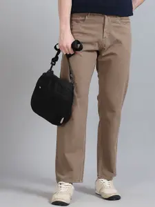 The Roadster Lifestyle Co Men Comfort Pure Cotton Straight-Fit Mid-Rise Jeans