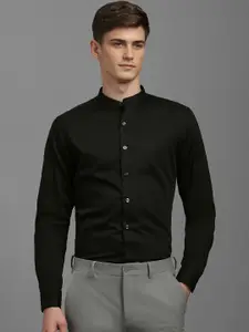 Louis Philippe Men Band Collar Solid Cotton Slim Fit Formal Shirt