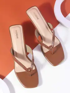 Mochi Women Colourblocked Open Toe Kitten Heel Sandals