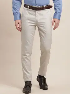 Turtle Men Checked Tailored Slim Fit Formal Trousers