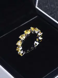 Jewels Galaxy Silver-Plated American Diamond Stone-Studded Adjustable Finger Ring