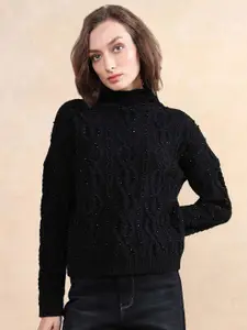 RAREISM Women Turtle Neck Pullover Sweater
