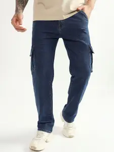 DENIMLOOK Men Light Fade Stretchable Regular Fit Cargo Jeans