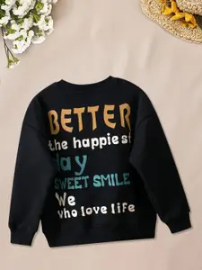 FOREVER FRIDAY Girls Cotton Typography Printed Sweatshirt