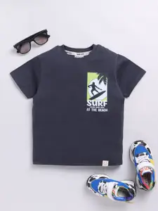 Happy Faces Boys Pure Cotton Typography & Graphic Printed T-shirt