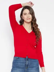 Zigo Women V-Neck Front-Open Sweater