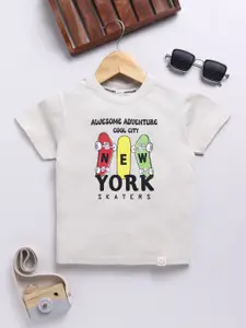 Happy Faces Boys Pure Cotton Typography & Graphic Printed T-shirt