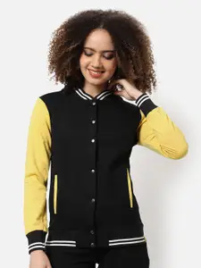 Campus Sutra Women Colourblocked Front-Open Sweatshirt