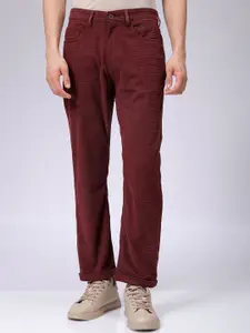 The Indian Garage Co Men Self Design Straight Fit Chinos Trousers