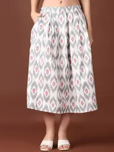 V-Mart Women Casual Geometric Print Midi Skirt