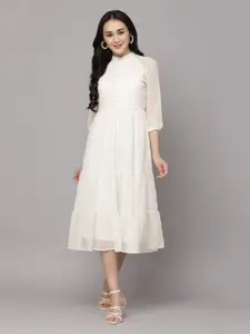 BAESD Women Puff Sleeve Fit & Flare Dress