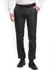 Turtle Men Tailored Slim Fit Mid-Rise Flat-Front Formal Trousers