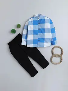 BAATCHEET Boys Checked Shirt with Trousers
