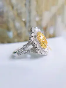 Jewels Galaxy Silver-Plated American Diamond-Studded Adjustable Finger Ring