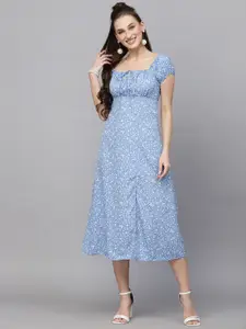 BAESD Women Floral Print Crepe A-Line Midi Dress