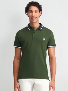 U.S. Polo Assn. Denim Co. Men Solid Polo Collar Cotton Slim Fit T-shirt