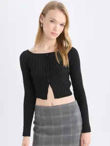 DeFacto Women Round Neck Crop Cardigan Sweaters