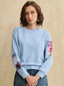 RAREISM Women Printed Cotton Sweatshirt