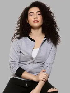 Campus Sutra Women Cotton Front-Open Sweatshirt