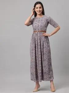 BAESD Women Floral Print Crepe Fit & Flare Maxi Dress