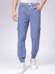 The Indian Garage Co Men Cotton Stretchable Cargo Denim Joggers