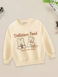 FOREVER FRIDAY Girls Typography Printed Cotton Sweatshirt