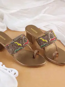 Mochi Women Ethnic Embellished Block Heels with Tassels