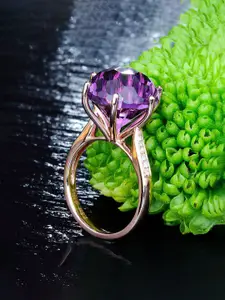 Jewels Galaxy Rose Gold-Plated American Diamond Stone Studded Finger Ring