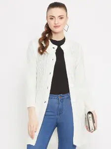 Zigo Women Round Neck Longline Front-Open Sweater