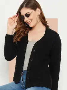 Zigo Women Woollen Crop Cardigan Sweaters