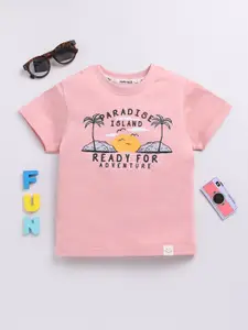 Happy Faces Boys Pure Cotton Typography & Graphic Printed T-shirt