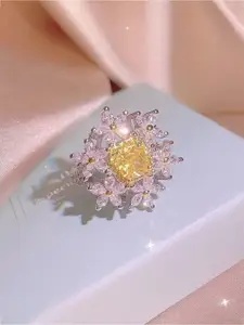 Jewels Galaxy Silver Plated Crystals Stone-Studded Adjustable Finger Ring