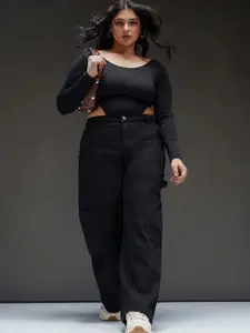 FREAKINS Women Cotton Plus Size Straight Fit High-Rise Stretchable Jeans