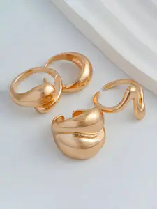 Jewels Galaxy 4Pcs Gold-Plated Finger Ring